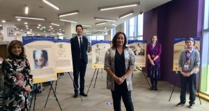 Launch of the Black History Month exhibition at High Wycombe Library. From left to right, Councillor Mimi Harker OBE, Cabinet Member for Communities and Public Health Gareth Williams, Chief Executive of SV2G Jacqueline Roberts, Buckinghamshire Libraries area managers Laura Davies and Micheline Katts.
