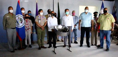 Scouts of Belize Receive Steel Pan Instruments