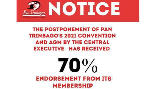Pan Trinbago’s Central Executive says decision to postpone 2021 Convention, AGM, Elections received 70% Endorsement from members