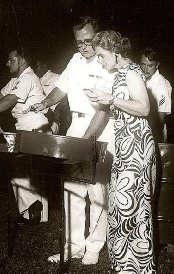 Navy Steel Band leader Skip Poole performing at the Admiral's Quarters in San Juan, Puerto Rico