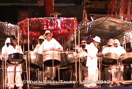 Pantonic Steel Orchestra with arranger Clive Bradley on stage at the 1999 New York Panorama